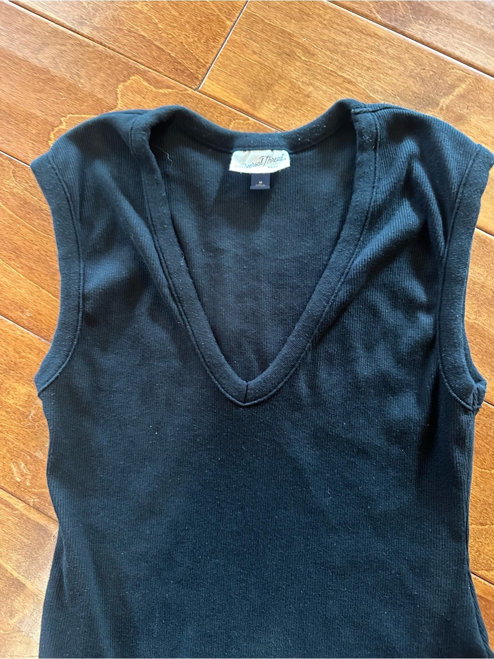Universal Thread Black V-Neck Body-suit Ribbed Sleeveless Tank